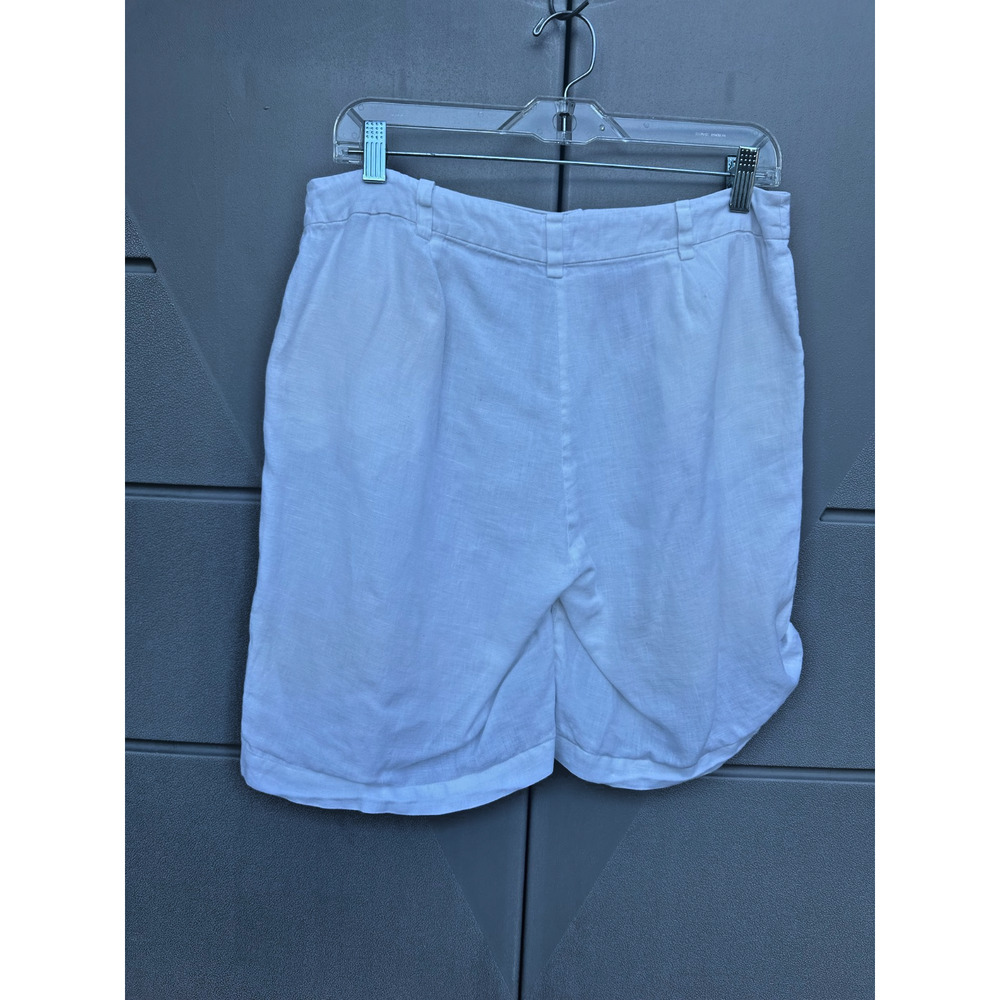 Eileen Fisher Women White Organic Linen Bermuda Shorts Sz S Casual Summer Travel - Picture 5 of 12